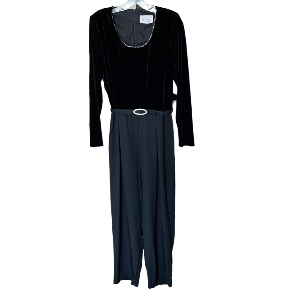 Vintage D.J. Summers Jumpsuit L/XL Black Velvet and Polyester